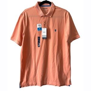 IZOD Advantage Performance Stretch Orange Short Sleeve Polo Shirt Medium NEW